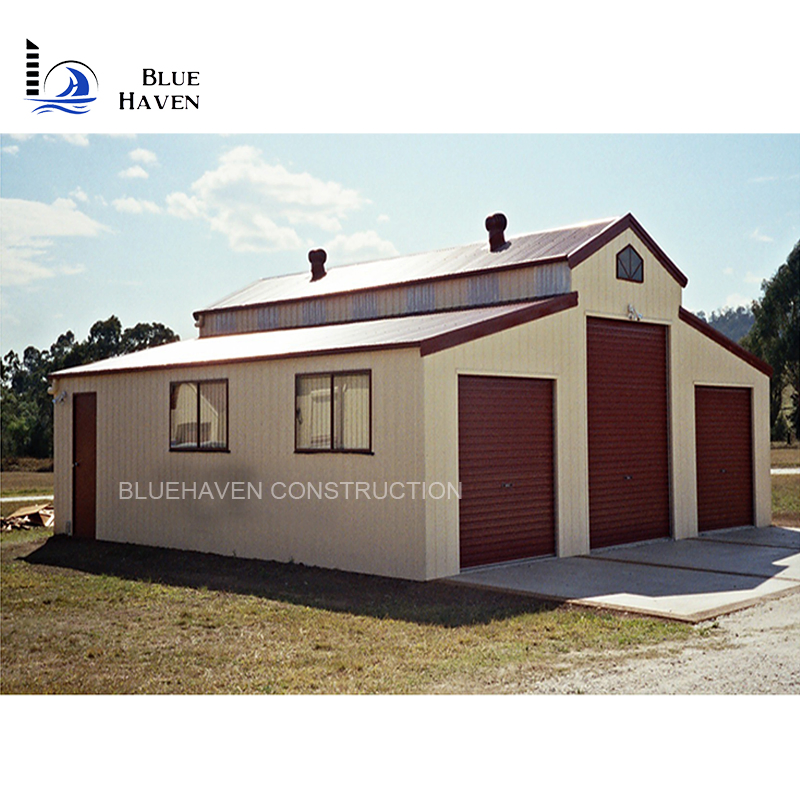 Prefabricated Steel Frame Garage Storage Shed with Door