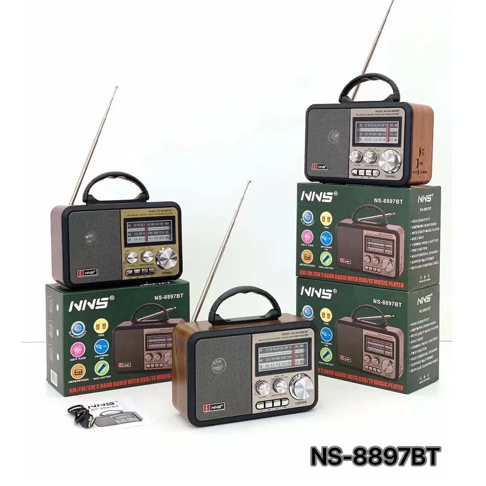 Ретро радио NS-8897BT с Bluetooth, деревянный корпус