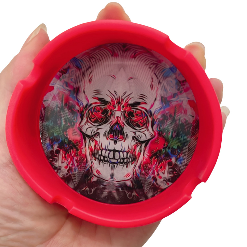 Printed Logo Office Home Use Resistant Falling Anti-Scalding Easy Clean Silicone Ashtray