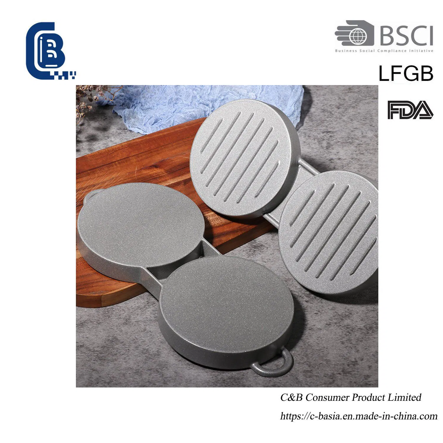 Double-Lattice Non-Stick Stainless Steel Hamburger & Steak Press