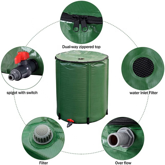 100L Portable Rain Barrel Water Collector Collapsible Tank Water Tank