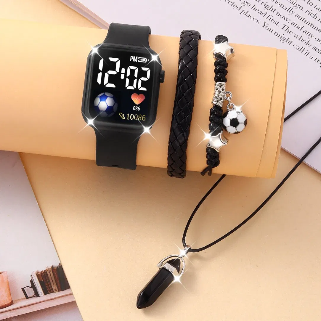 Black Gift Watch Set Football Youth Sports Gifts