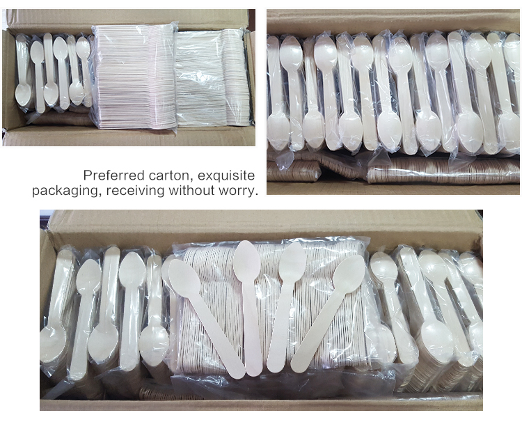 Food-Contacting Grade High Quality Hygienic Natural Wooden Knife Fork Spoon 140mm