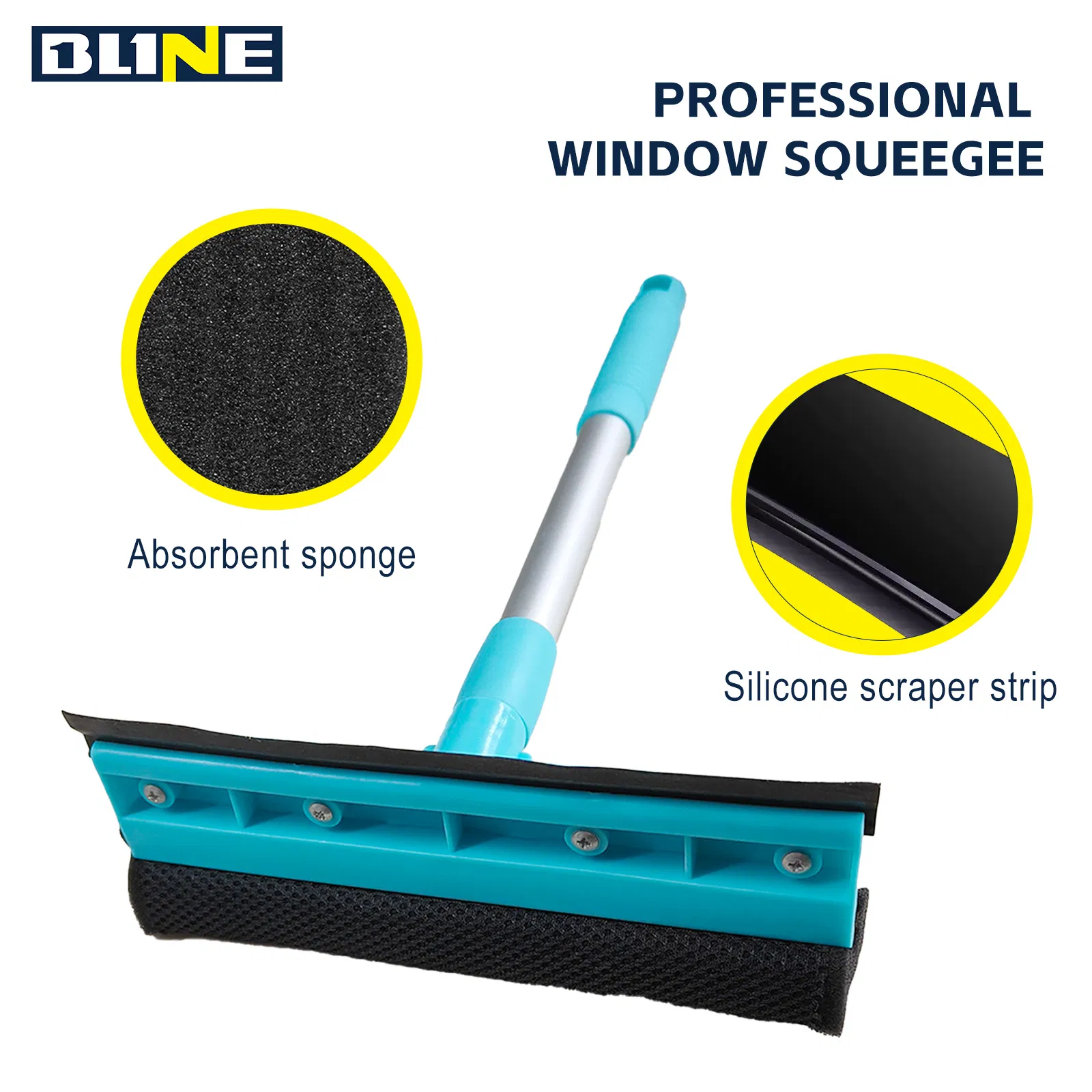 25cm Window Squeegee with Detachable Sponge for Car Windshield and Bathroom