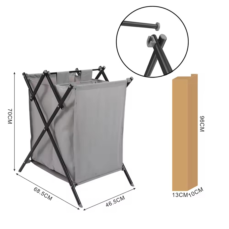 X-Frame Foldable Laundry Oxford Bag 2 Sections Laundry Hamper Washing Clothes Organizer Storage Bag Laundry Folding Basket