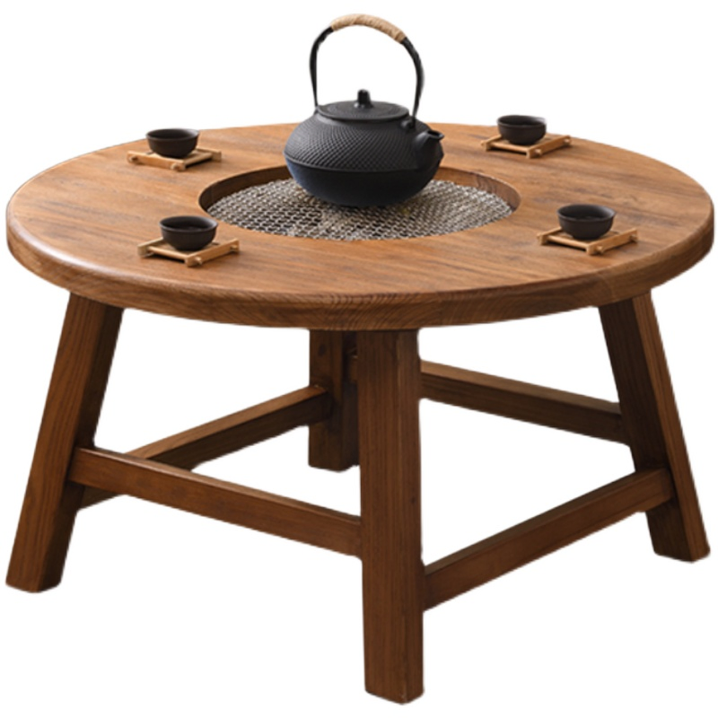 Old Elm Round Table for Stove Tea & Grilling