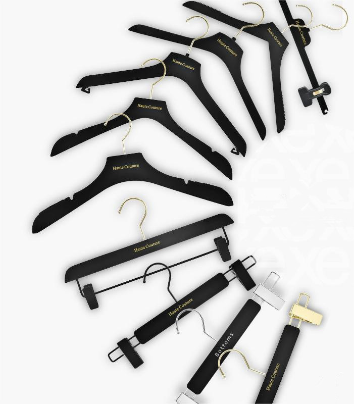 Premium Flocking Plastic Suit Hanger with Pants Bar