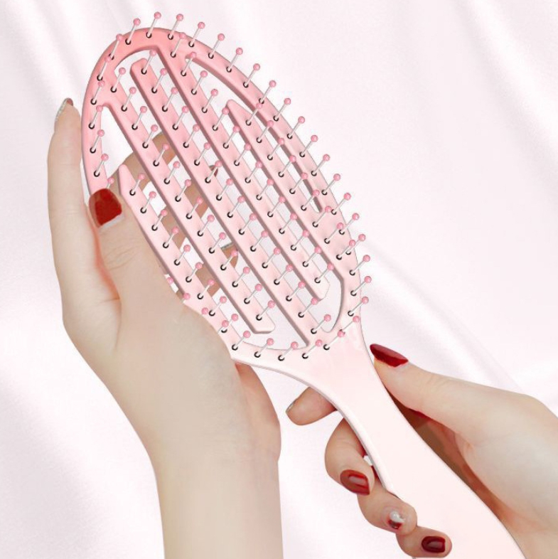 Custom Curve Scalp Massage Comb Creative Breathable Brush OEM Detangler Massage Hairbrush