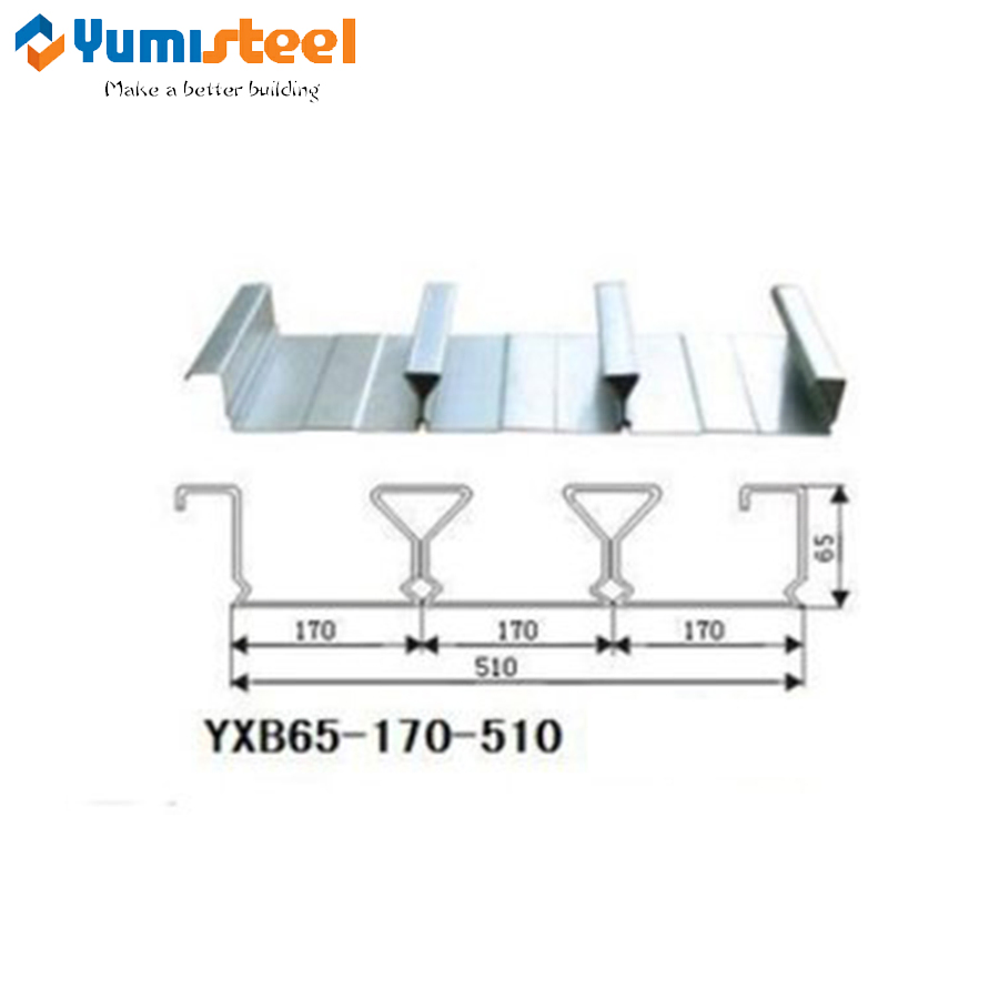 510 Closed-Type Waved Steel Metal Floor Decking Sheet for High-Rise Buildings