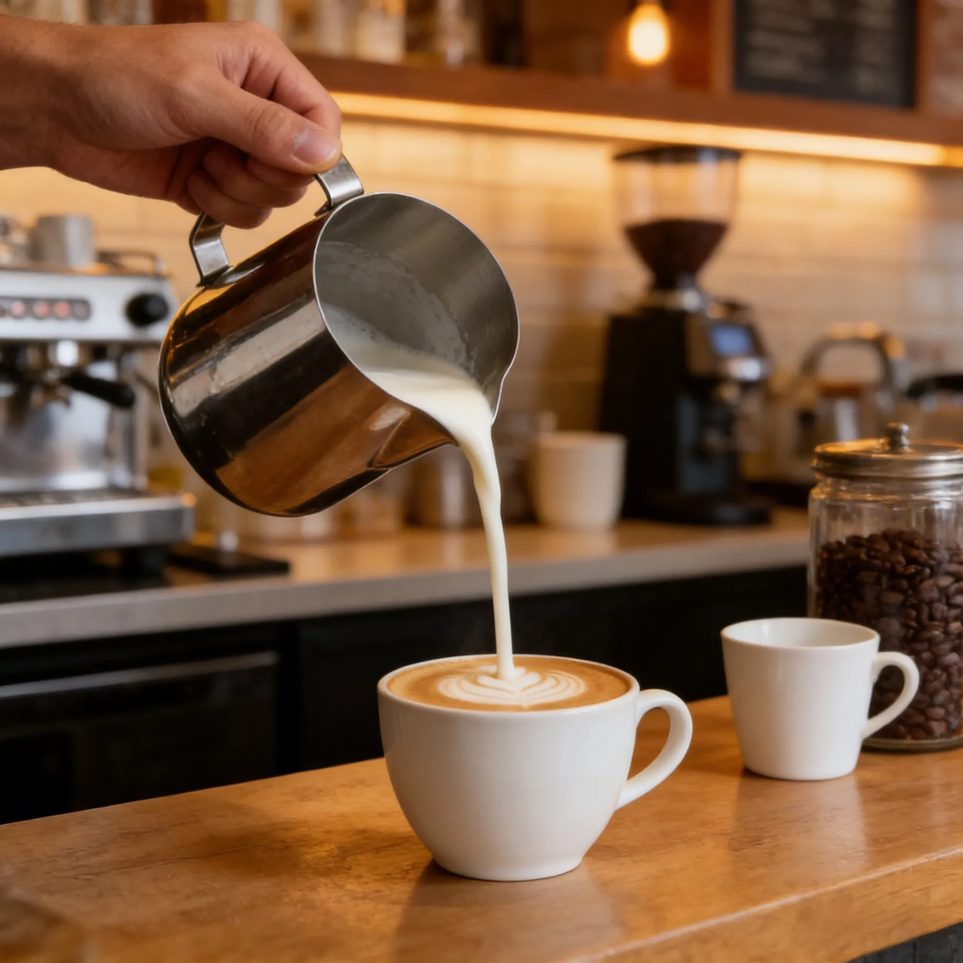 Stainless Steel Coffee Machine Milk Cylinder Thickened Pointed Mouth Flower