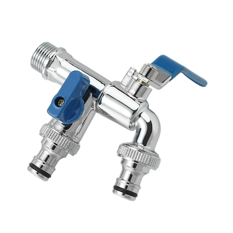 Chrome-Plated Outdoor Faucet for Garden Mop Basin Double Water Outlets