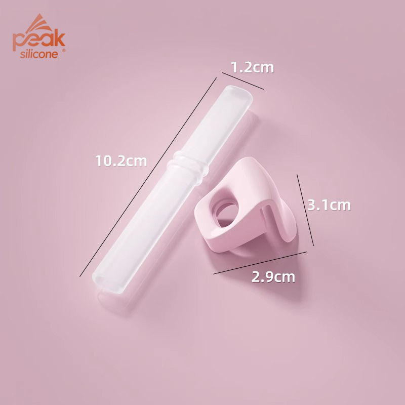 Custom Silicone Straw for Kids Food Grade Silicone Safety Drinking FDA Heat-Resistant Baby Straw for Complementary Foods