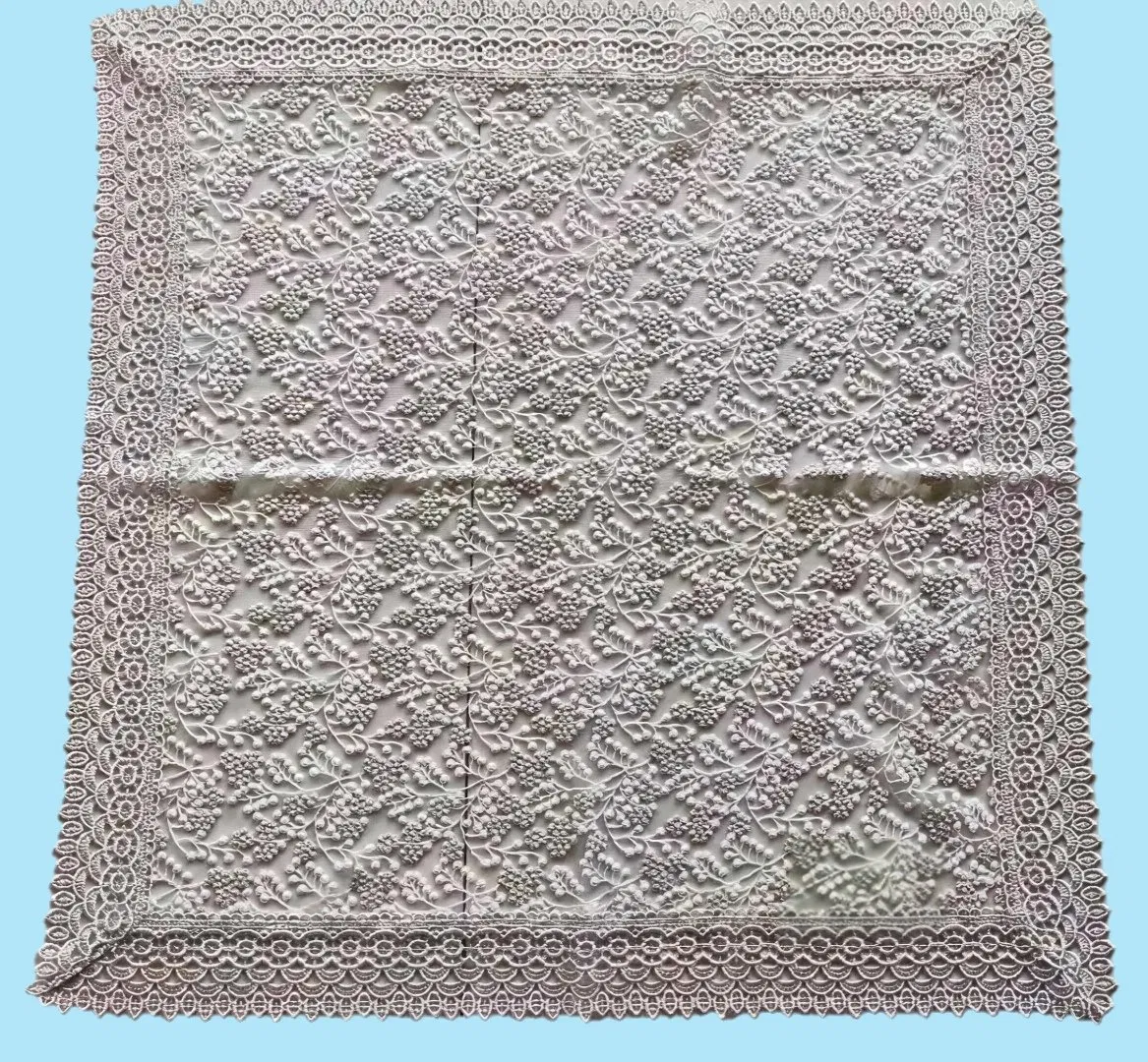All White Berries Embroidered and Beautiful Lace Tablecloth