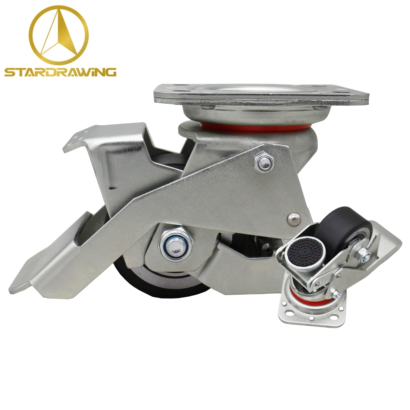 Stardrawing PU Casters Leveling Castors Foot Operation Push Down