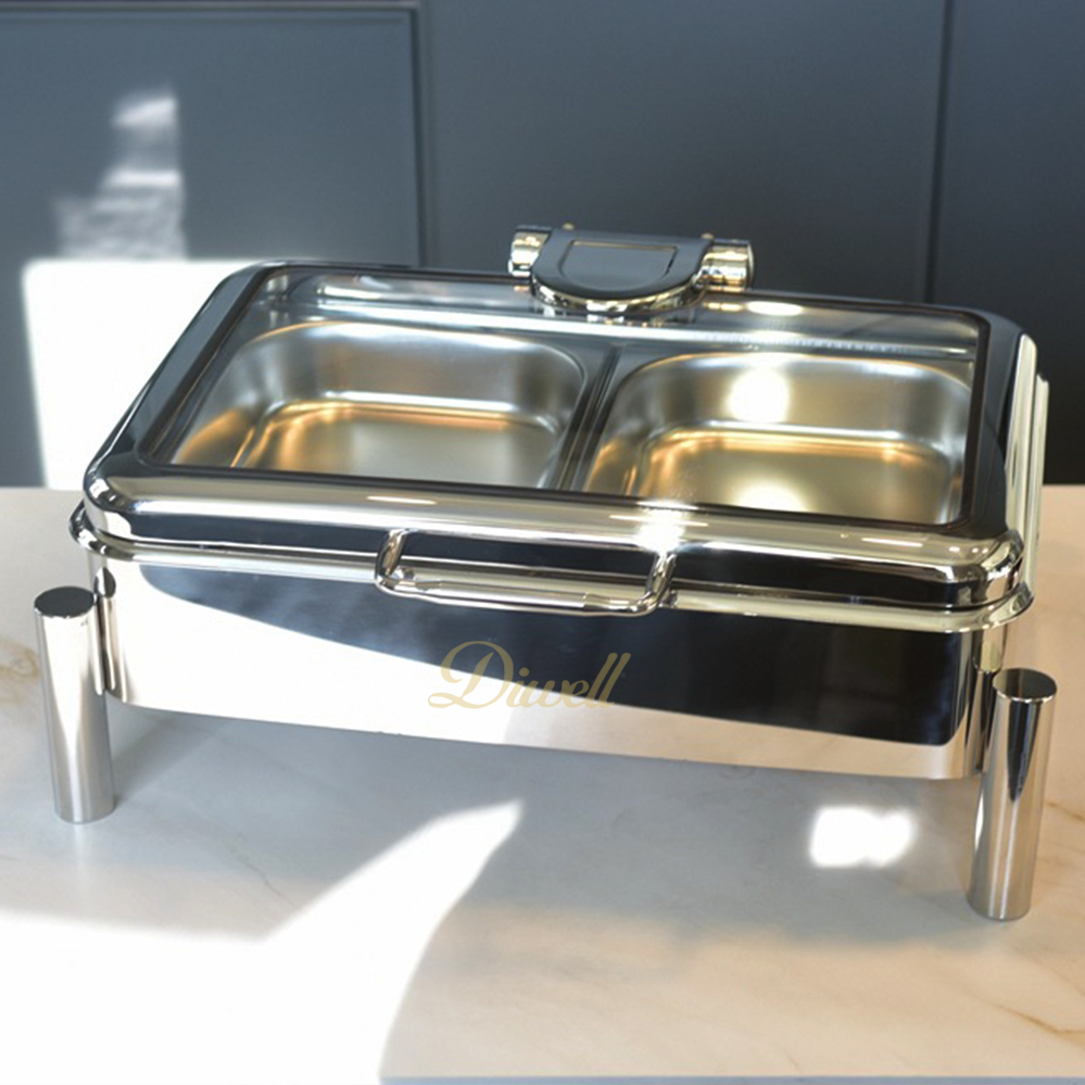 Catering Equipment 9 Liter Buffet Chafer Rotation Flip Chafing Dish