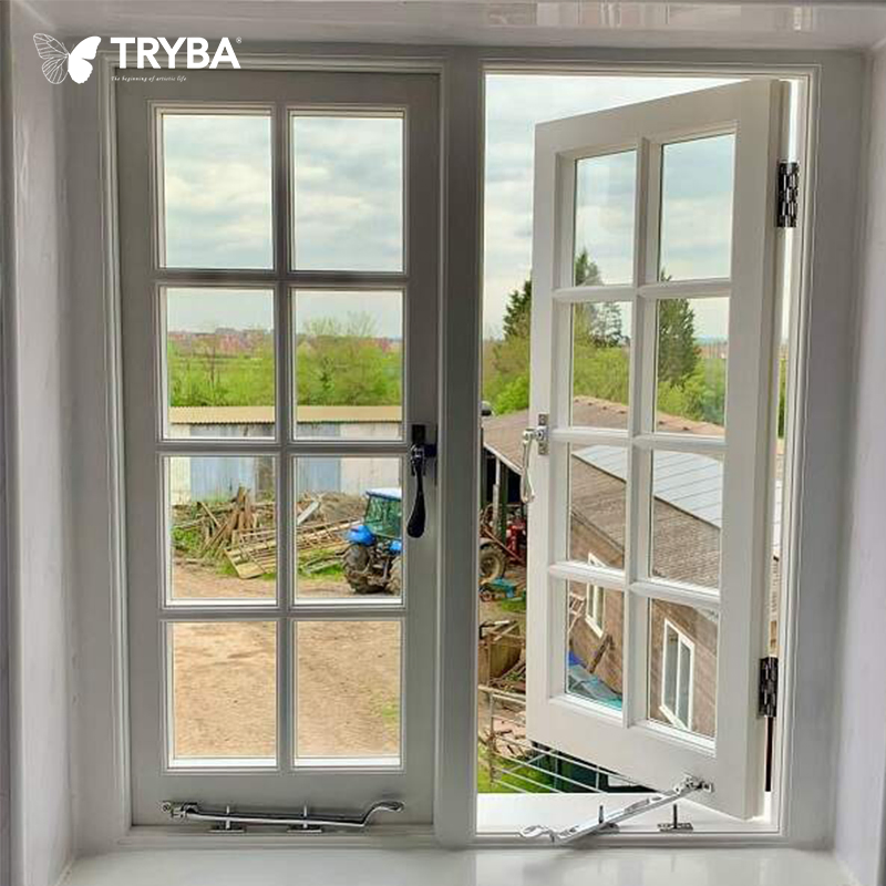 Soundproof Double Glazing Aluminium Swing Inward Opening Casement Window with Mosquito Mesh