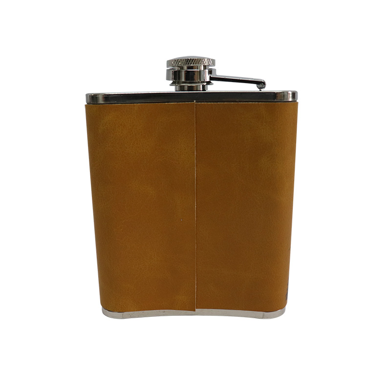 7oz PU Wrapped with Customized Logo Printed Stainless Steel 304 Hip Flask for Pedigree Smirnoff