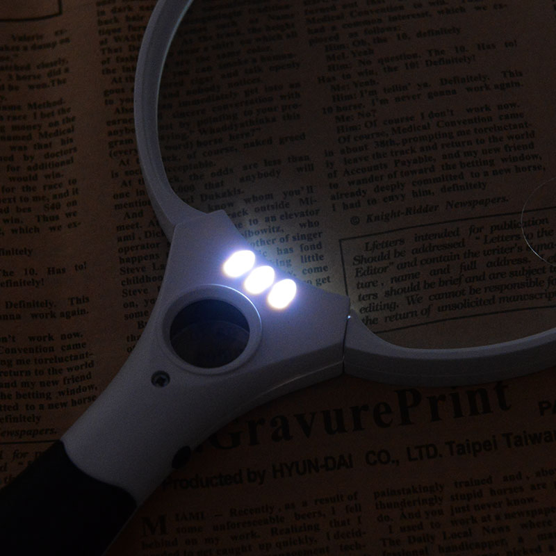 High Quality Large LED Handheld Magnifying Glass with Light Illuminated Reading Magnifier