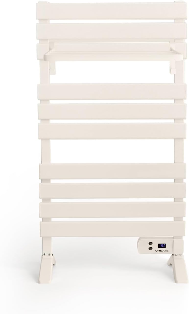 White Straight Timer Function Towel Radiator Electric Bathroom Heater