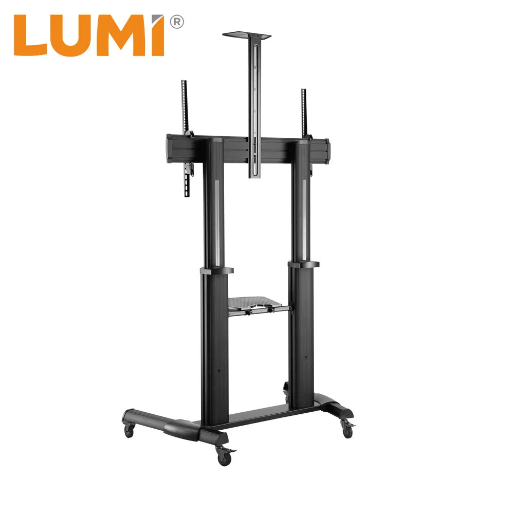 Mobile Manual Lifting Height Adjustable Ultra-large Display TV Cart for 60~100 Inch LCD LED Flat Curved Panel Screen TVs