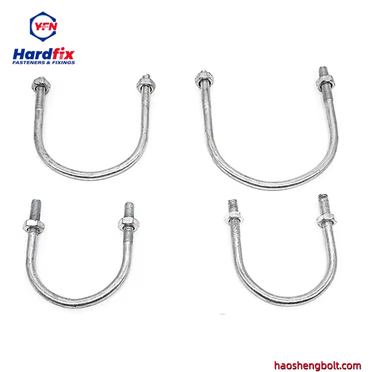 Manufacturer U-Bolt Clamp DIN3570 Fastening Bolts Stainless Steel U-Shaped Fastener 10mm Galvanized U Shape Bolt Nut
