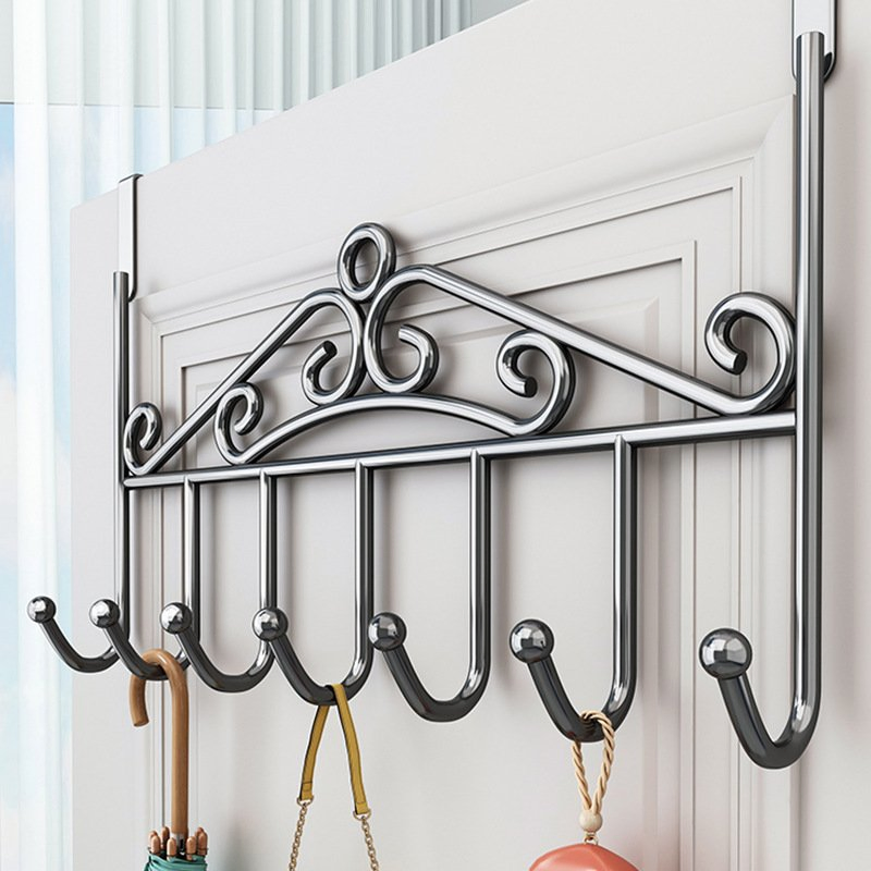 Metal Door Hook and Storage Rack Over The Door No-Drill Hanger