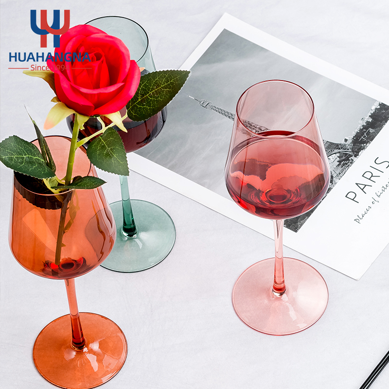 Розовые бокалы для вина 430 мл, ручная работа