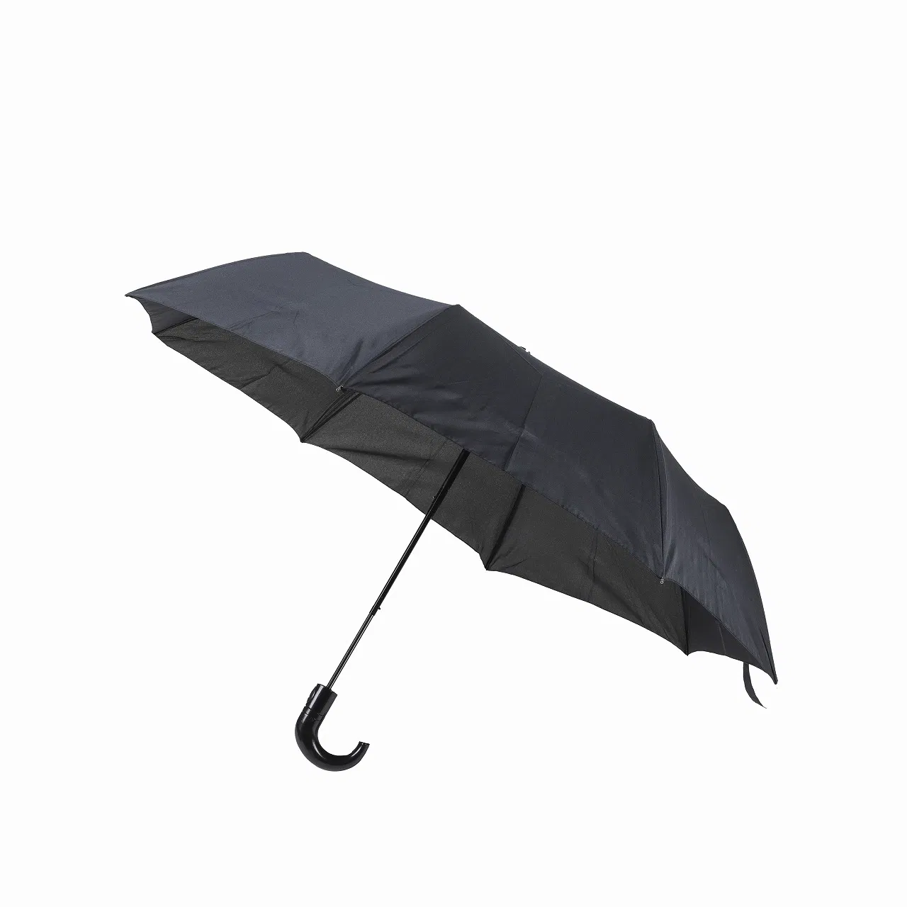 Folding Umbrella with Curved Handle for Man Basic Style in Black Color