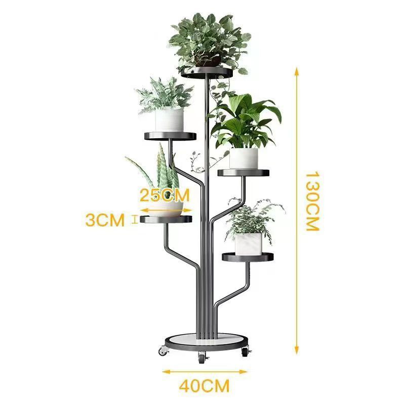 Wholesale Courtyard Flower Rack Living Room Movable Wheel Rack Indoor Home Balcony Flower Pot Rack