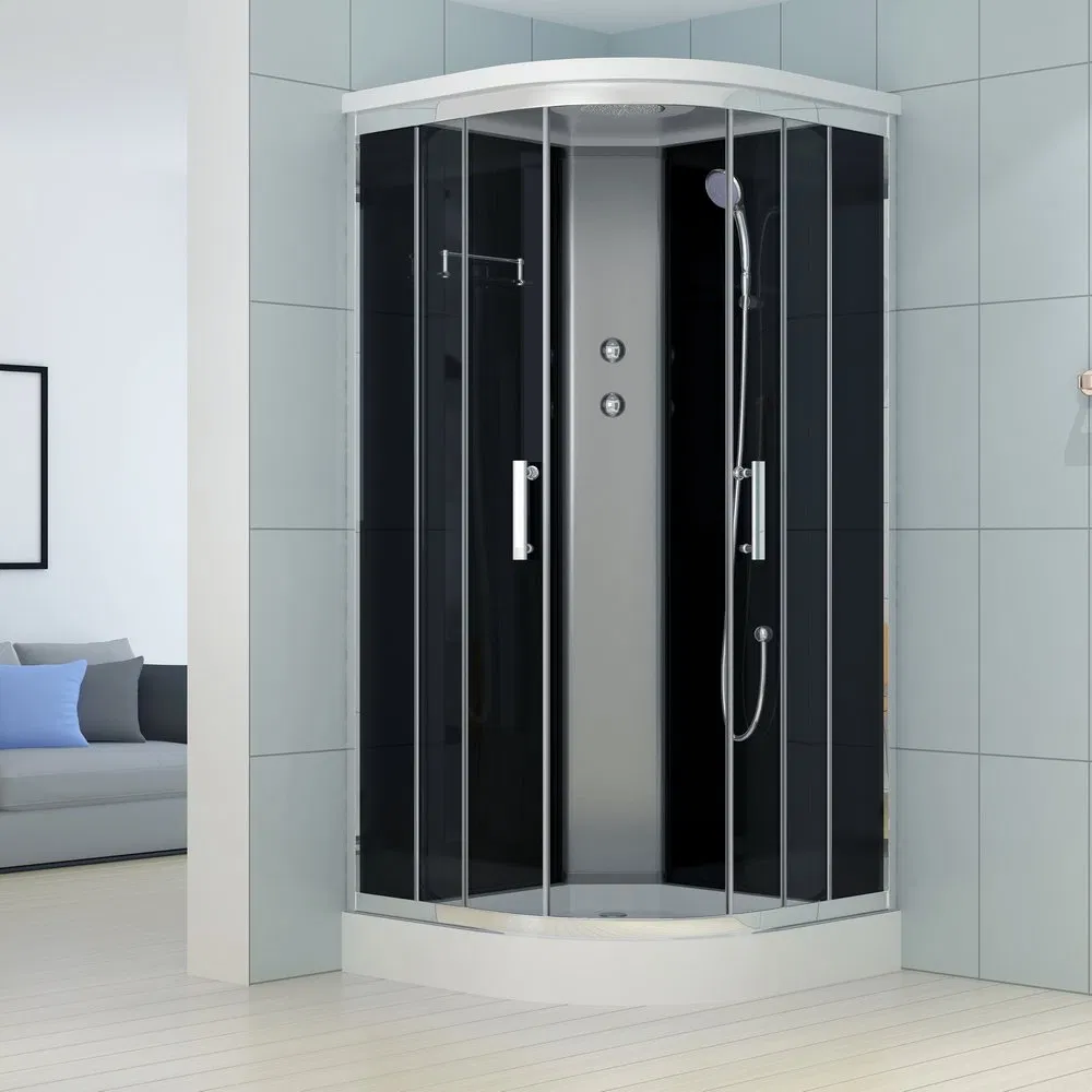 High Quality Transparent Glass Double Sliding Simple Shower Room with Low Tray