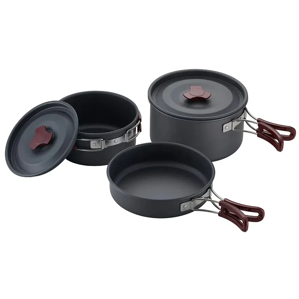 Portable Outdoor Camping Cookware Picnic Travel Hiking Aluminum Cooking Pots Set