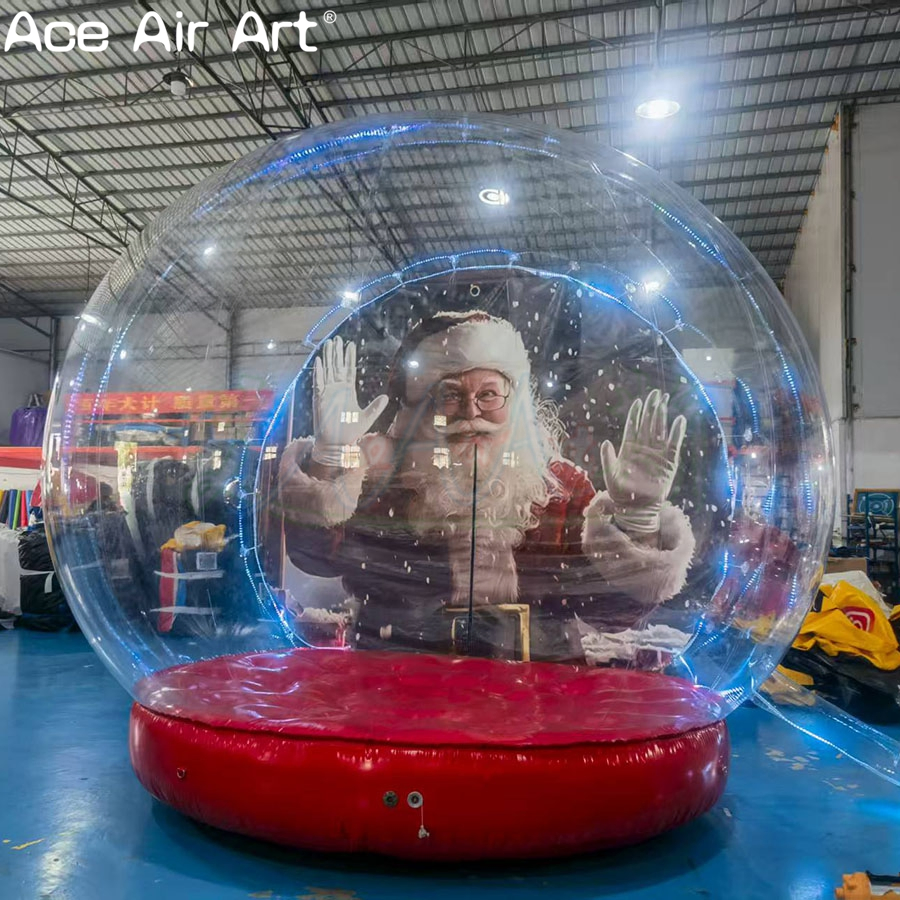 Custom Santa Claus Snow Globe for Christmas Decoration Red Bouncy Inflatable Transparent Clear PVC Ball for Party