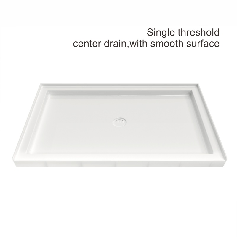 Rectangle Shaped White Acrylic Shower Base Tray with Drain for Shower Room