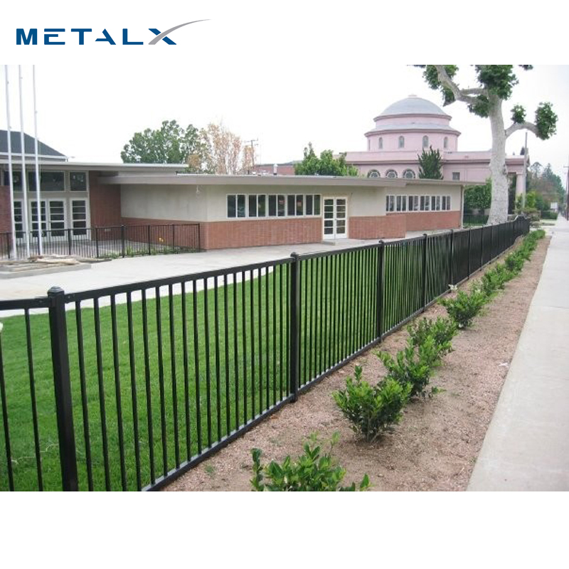 Residential Powder Coated Wrought Iron Steel Fence Panels Metal Garrison Fencing