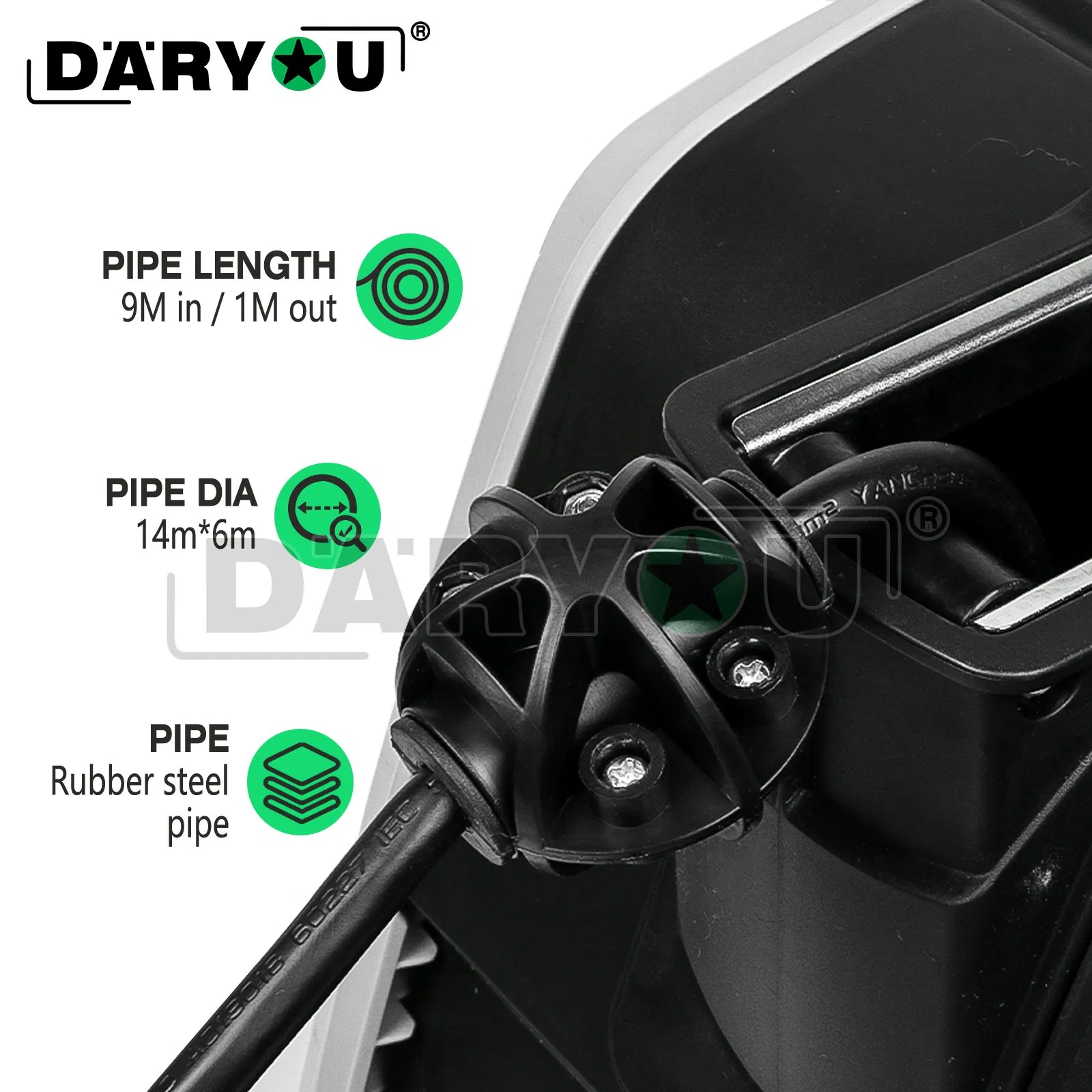 Daryou Wall Mounted Retractable Extension Cord Reel Combination Hose Reel Water/Air/Electric Hose Reel for Car Beauty