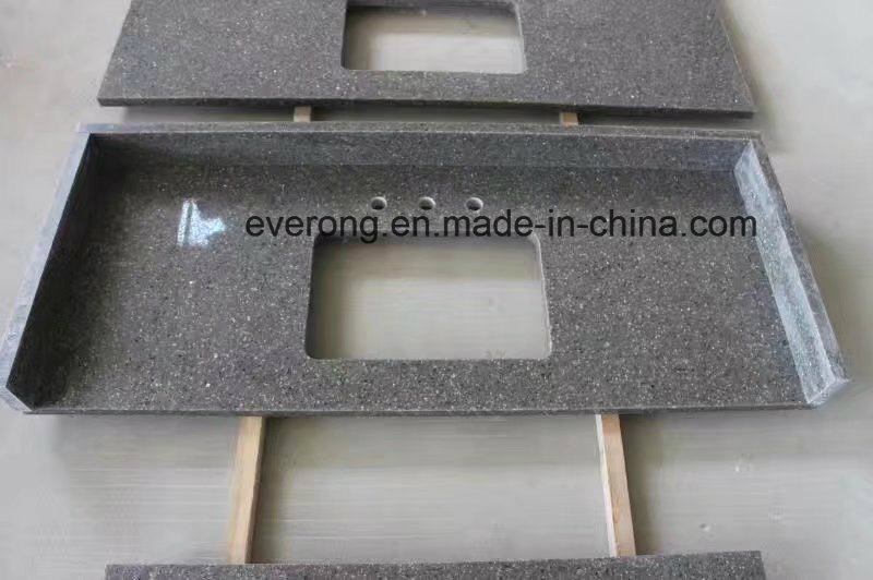 Chinese White/Grey/ Black Stone Quartz with Mirror Chip for Vanity Tops