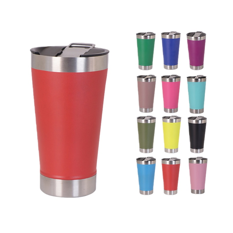 16oz Vacuum Wine Tumbler Double Wall Travel Car Mug 500ml Stainless Steel Beer Mug Cup Vacuum Flask Insulated Beer Cups with Bottle Opener on Lid