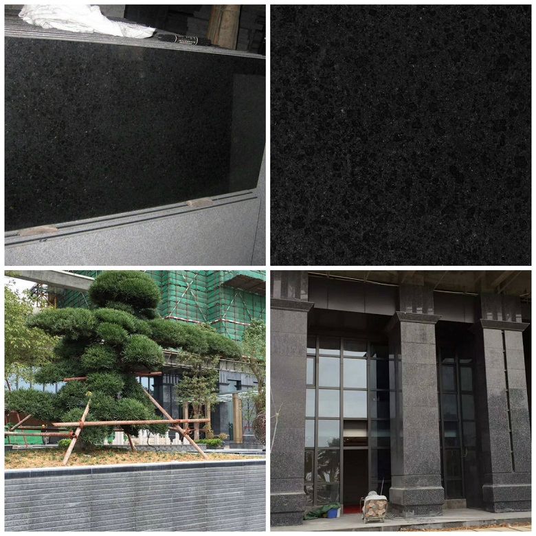 Polished, Flamed G684 (black pearl) Black Granite Tiles