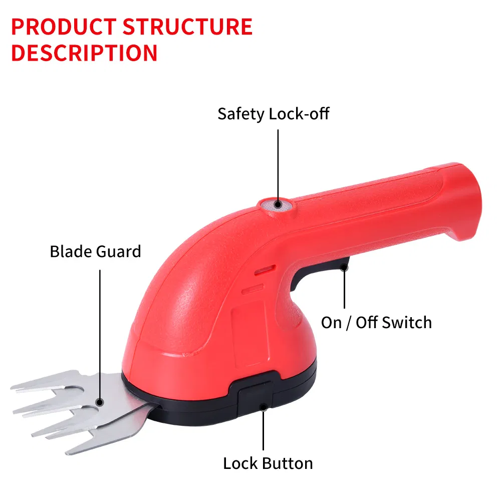 Customized Electric Cordless 3.6V 2-in-1 Grass Shear and Hedge Trimmer Portable Grass Cutter Lawn Shear Shrub Trimmer for Garden