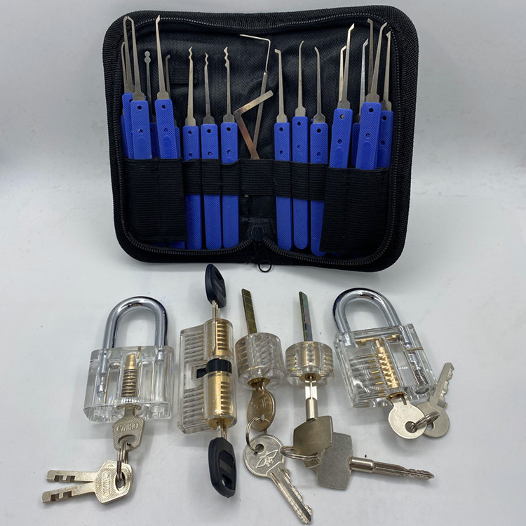 17-Piece Lock Picking Tools with Clear Practice Training Locks for Lockpicking, Extractor Tool for Beginner (YH9278)
