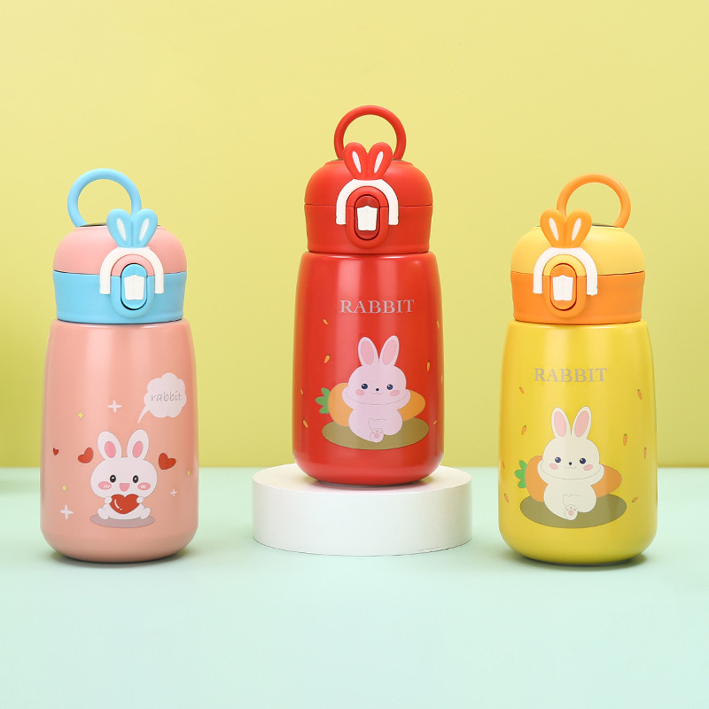 Cartoon Cute Rabbit Cup Flip Lid Stainless Steel Insulated Cup for Kids