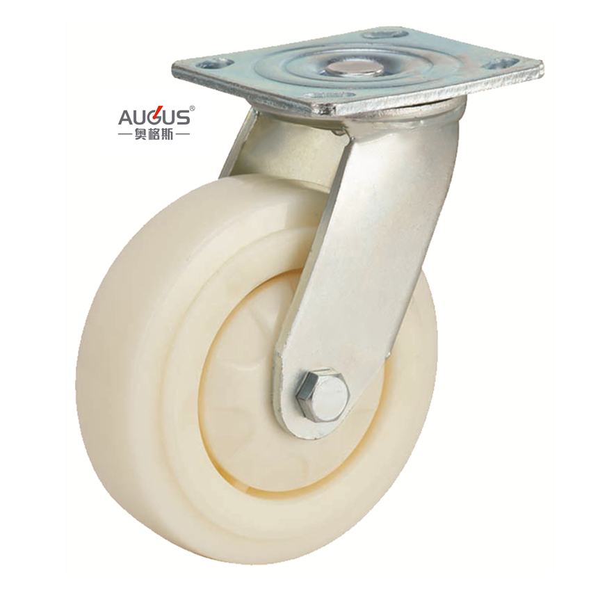 Double Ball Bearing 8inch White Nylon Plate 2 Ton Heavy Duty Caster Wheels