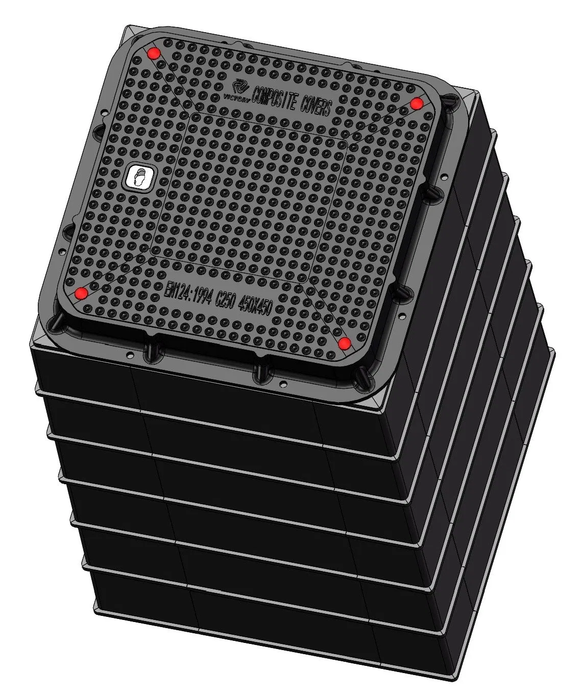 High Quality SMC Composite Waterproof Square Manhole Cover and Frame FRP GRP Fiberglass Watertight Manhole Cover Plastic Resin Manhole Cover 450mm X 450mm