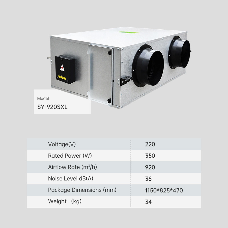Villa Use Energy Efficient Sy-920sxl New Fresh Air Ventilator with High Power Fan