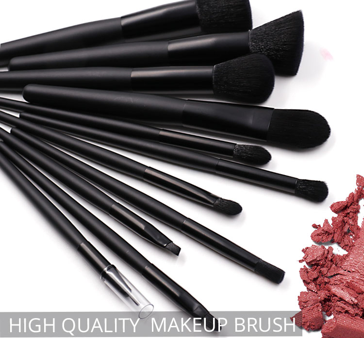 High Quality Black 11PCS Soft Synthetic Hair Luxury Vegan Makeup Brushes Set