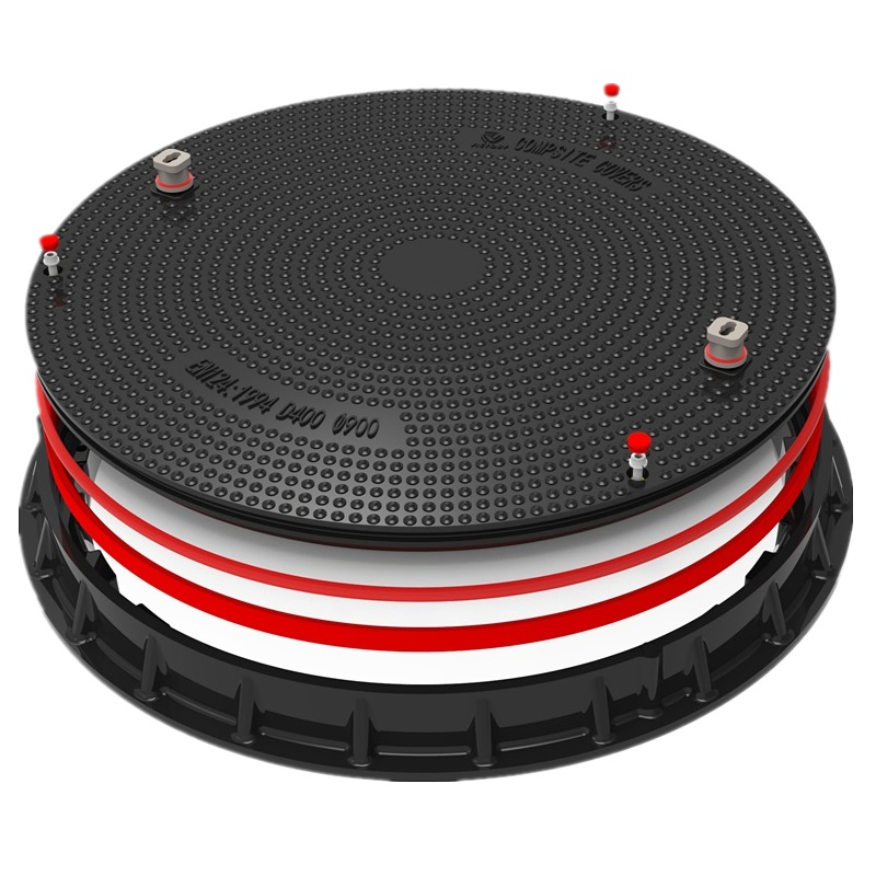 High Quality SMC Composite Watertight Round Manhole Covers and Frame FRP GRP Fiberglass Waterproof Square Lock Manhole Cover Resin Inspection Manhole Well Cover