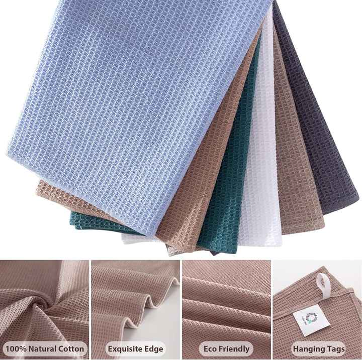 New Custom Modern Exquisite Edge Towel Waffle Weave Kitchen Tea Towel Ultra Absorbent Cotton Tea Towels for Kitchen