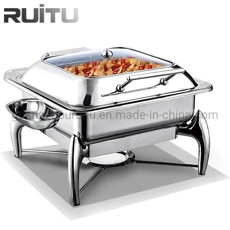 Turkey Banquet Saving Dish Luxury Serving Dishes Food Warmers Hydraulic Glass Lid Stainless Steel Chafing Dishes Buffet Set De Lux Chafing Dish Price in Dubai