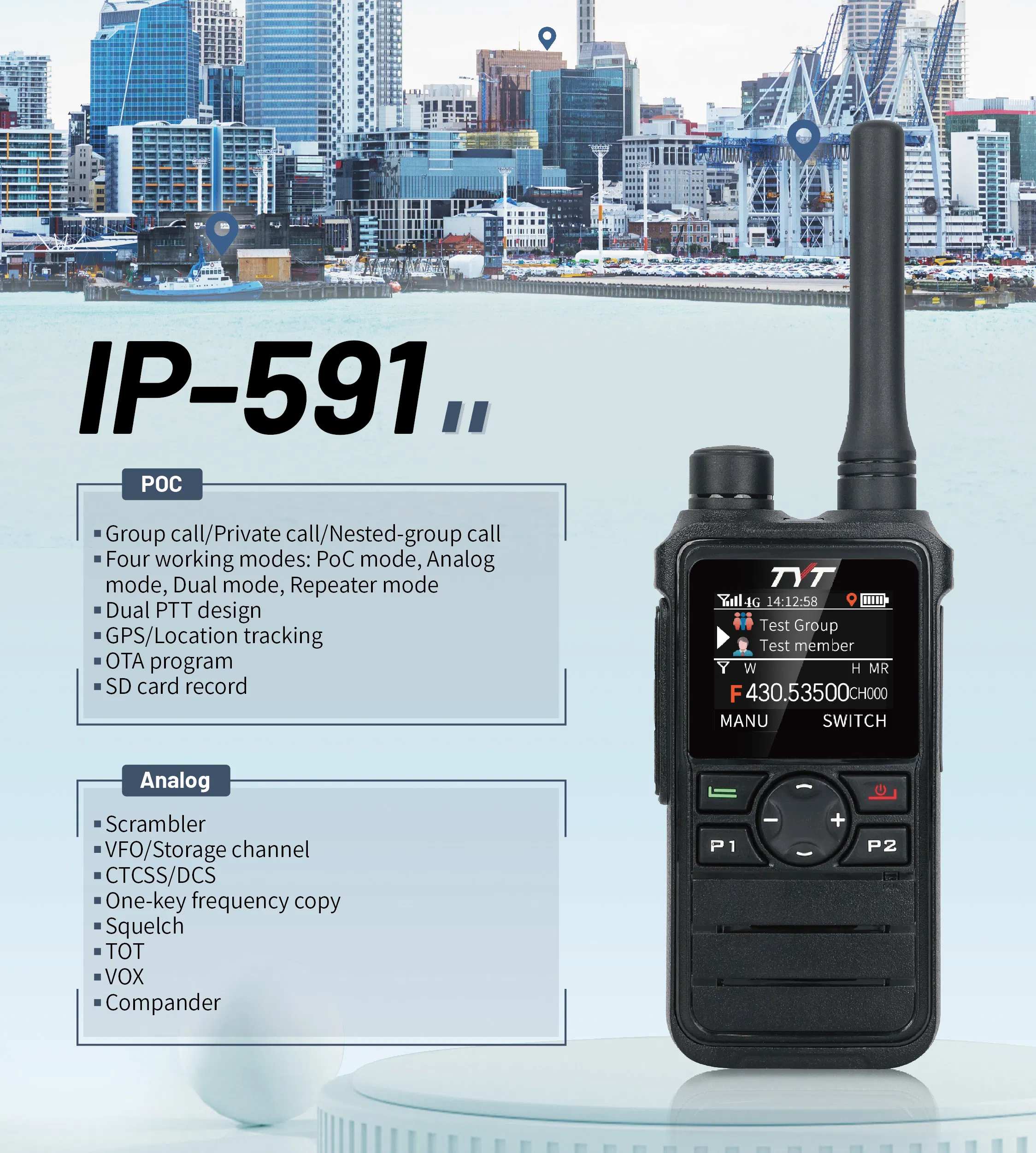 Small Size Portable Radio Tyt IP-591 Long Range Walkie Talkie with GPS Function