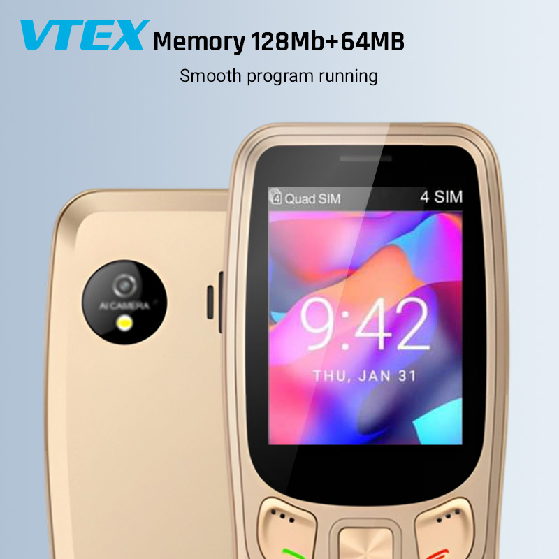 Кнопочный телефон для пожилых с 4 SIM, 2.4 дюйма, 2500 мАч